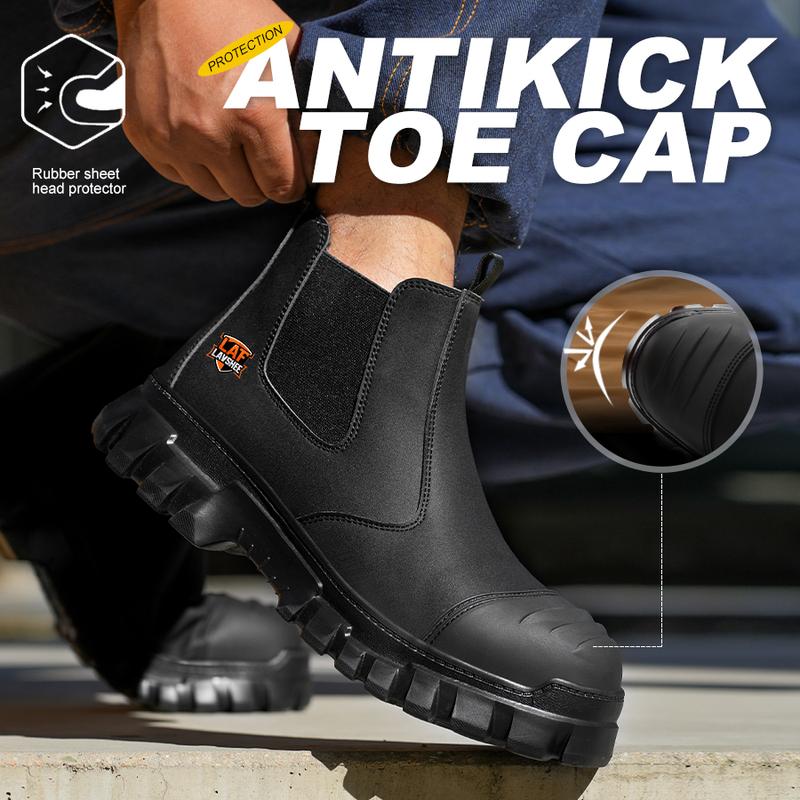 Men's Steel Toe Chelsea Work Boots - Lightweight, Anti-Slip Safety Boots