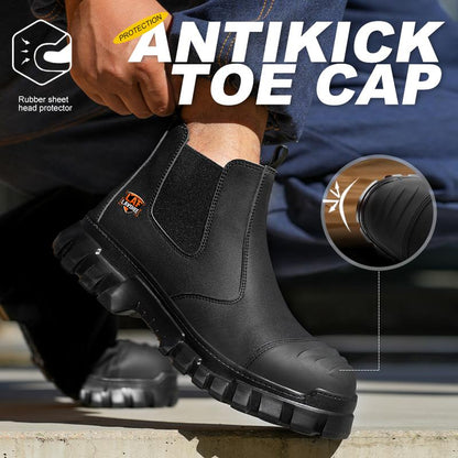 Men's Steel Toe Chelsea Work Boots - Lightweight, Anti-Slip Safety Boots