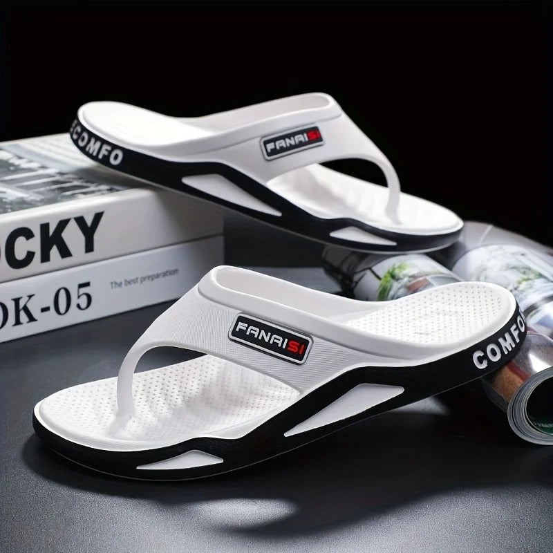Unisex flip-flops with arch support - Comfortable, non-slip PVC sandals, perfect for the beach.