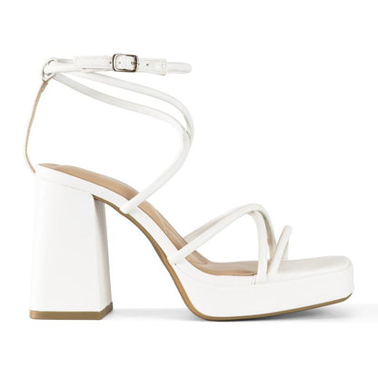 Women’s Square Toe Ankle Strap Platform Block Heels