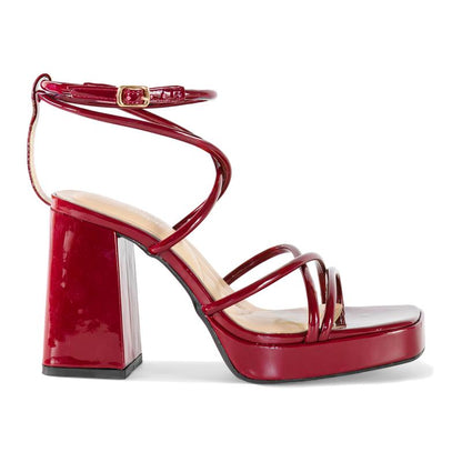 Women’s Square Toe Ankle Strap Platform Block Heels
