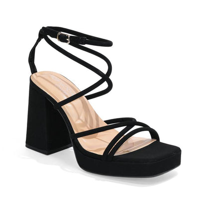 Women’s Square Toe Ankle Strap Platform Block Heels