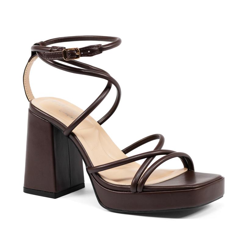 Women’s Square Toe Ankle Strap Platform Block Heels