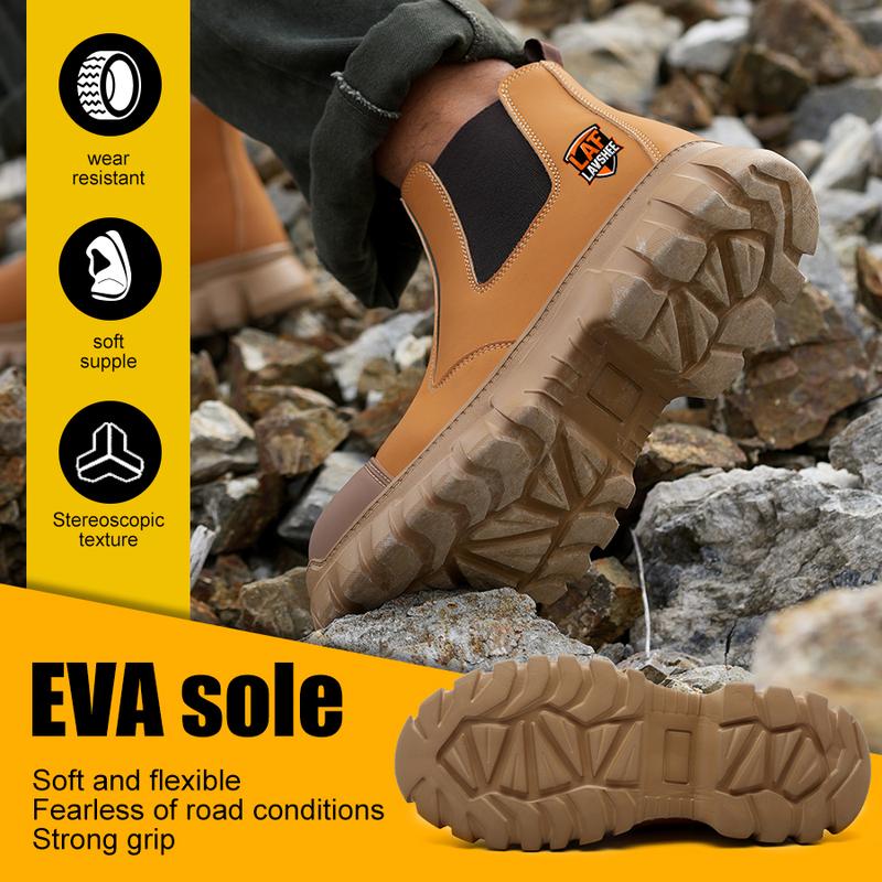 Men's Steel Toe Chelsea Work Boots - Lightweight, Anti-Slip Safety Boots
