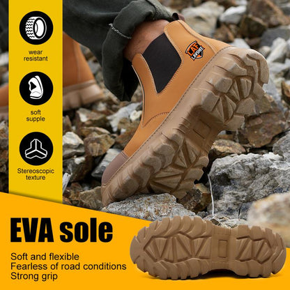 Men's Steel Toe Chelsea Work Boots - Lightweight, Anti-Slip Safety Boots