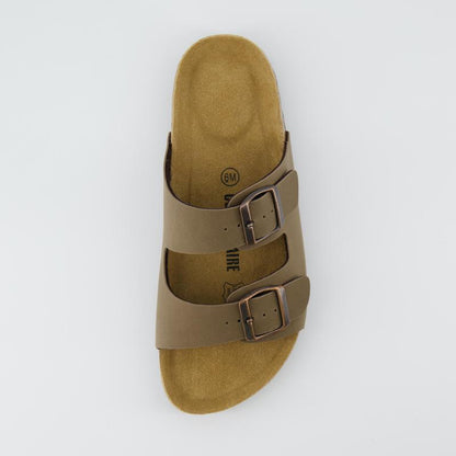 Cork Footbed Sandals – Double Buckle Slides