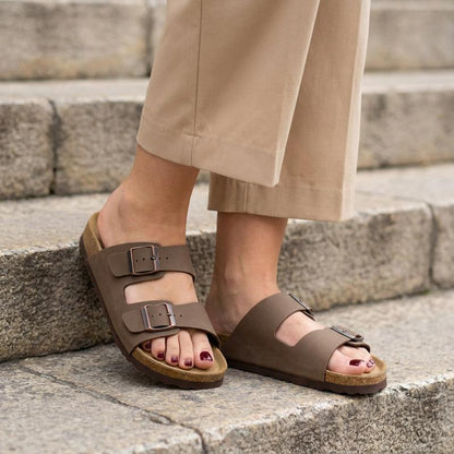 Cork Footbed Sandals – Double Buckle Slides