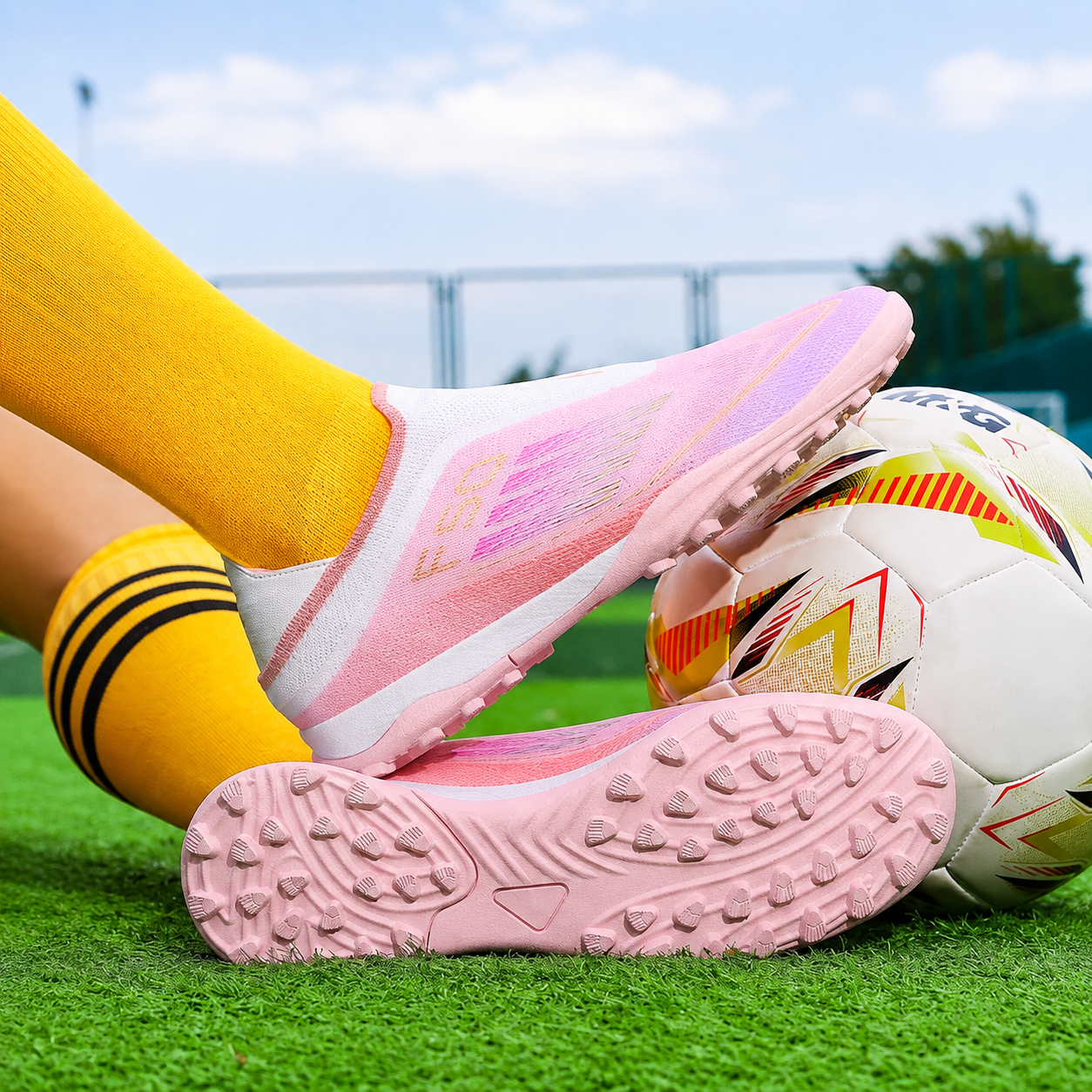 Men's Football Boots TF Indoor Soccer Shoes Lightweight Breathable