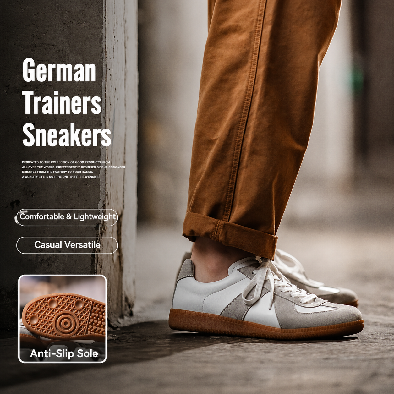 German Trainer Sneakers – Vintage Leather Casual Shoes