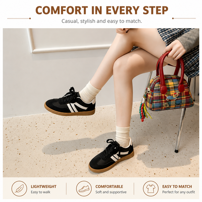 Women's Retro Suede Sneakers – Casual Breathable Shoes