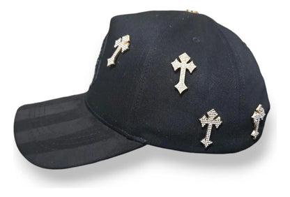 Barbas Hats Cap B Chrome Black Gold Diamonds Unique Black