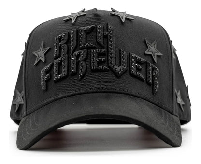 Gorra Edicion Barbas Hats Rich Forever / Chrome Calidad G5 Negro Ajustable Lisa