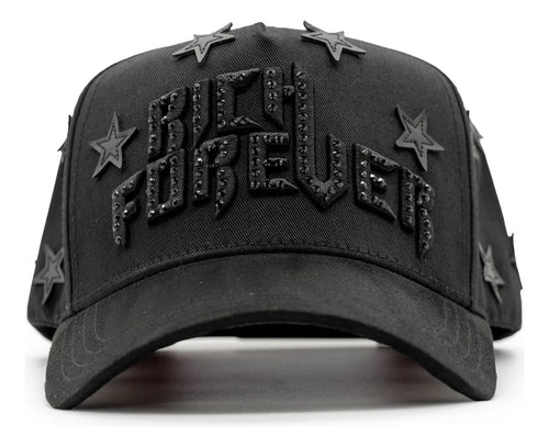 Gorra Edicion Barbas Hats Rich Forever / Chrome Calidad G5 Negro Ajustable Lisa