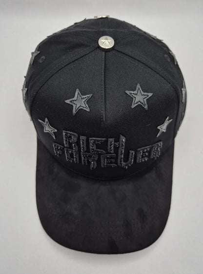 Gorra Edicion Barbas Hats Rich Forever / Chrome Calidad G5 Negro Ajustable Lisa