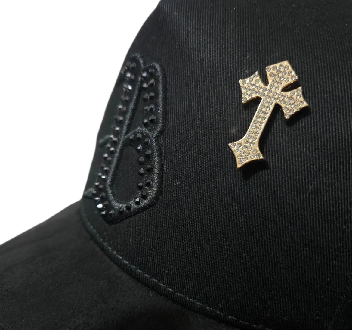Barbas Hats Cap B Chrome Black Gold Diamonds Unique Black