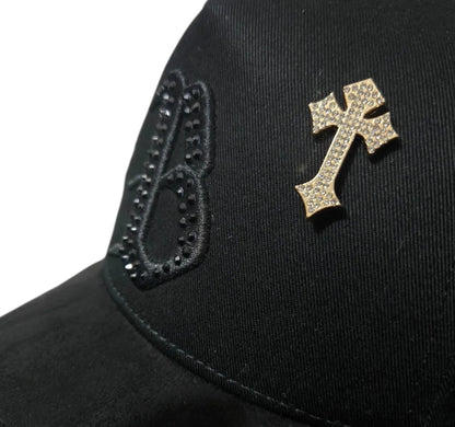 Barbas Hats Cap B Chrome Black Gold Diamonds Unique Black