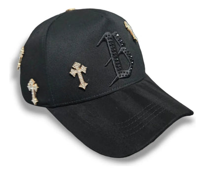Barbas Hats Cap B Chrome Black Gold Diamonds Unique Black