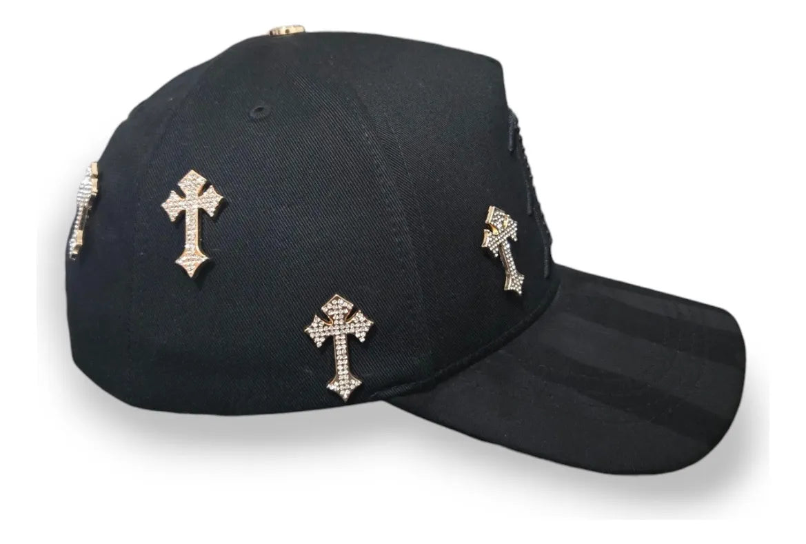 Barbas Hats Cap B Chrome Black Gold Diamonds Unique Black