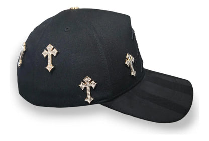 Barbas Hats Cap B Chrome Black Gold Diamonds Unique Black