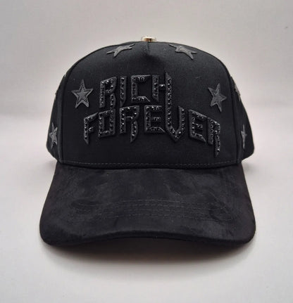 Gorra Edicion Barbas Hats Rich Forever / Chrome Calidad G5 Negro Ajustable Lisa