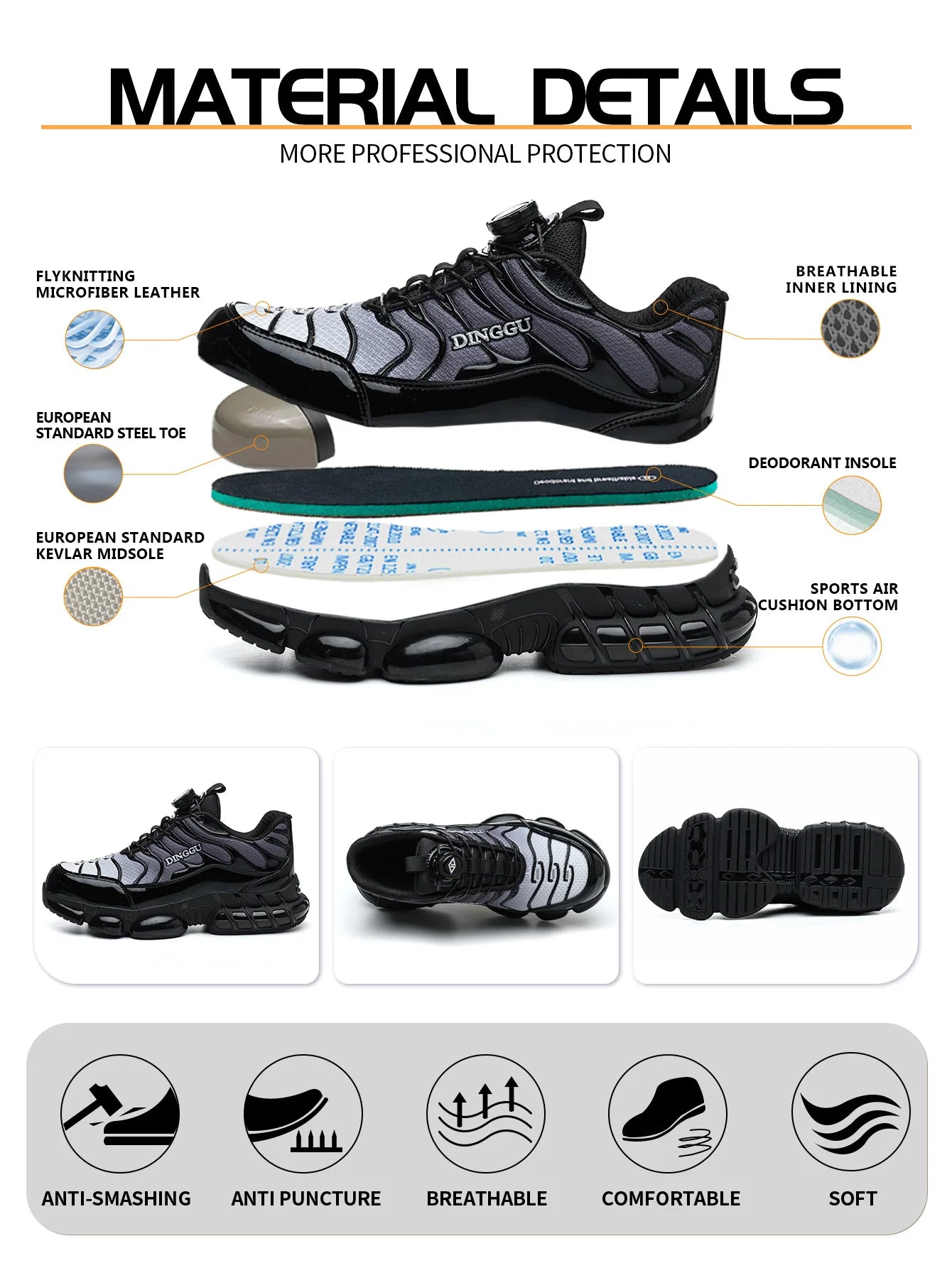 Steel Toe Safety Work Shoes | Anti-Puncture & Slip-Resistant