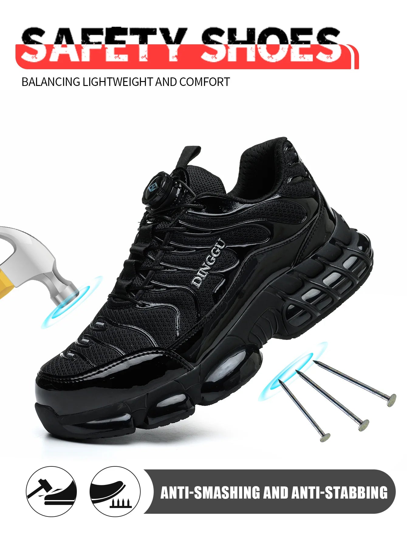 Steel Toe Safety Work Shoes | Anti-Puncture & Slip-Resistant