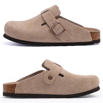 Unisex Suede Clogs with Cork Footbed & Arch Support