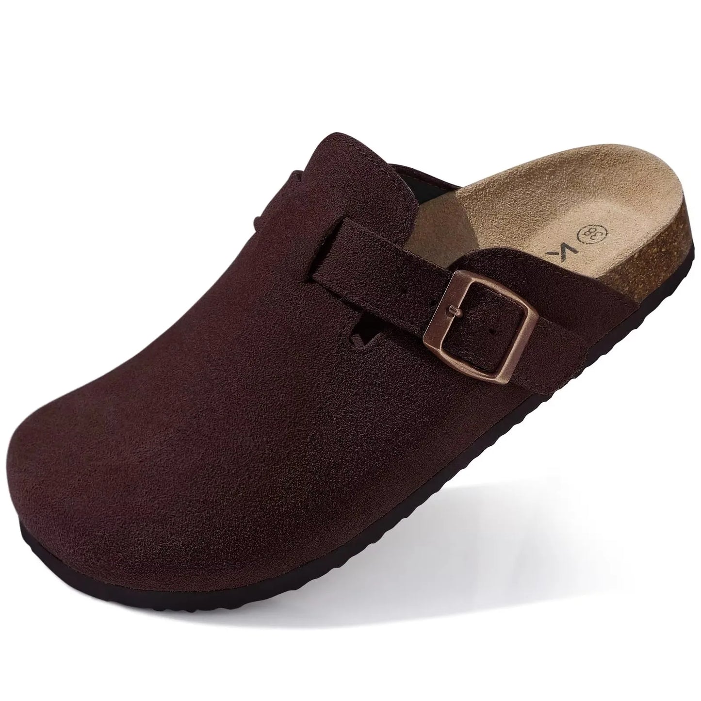 Unisex Suede Clogs with Cork Footbed & Arch Support