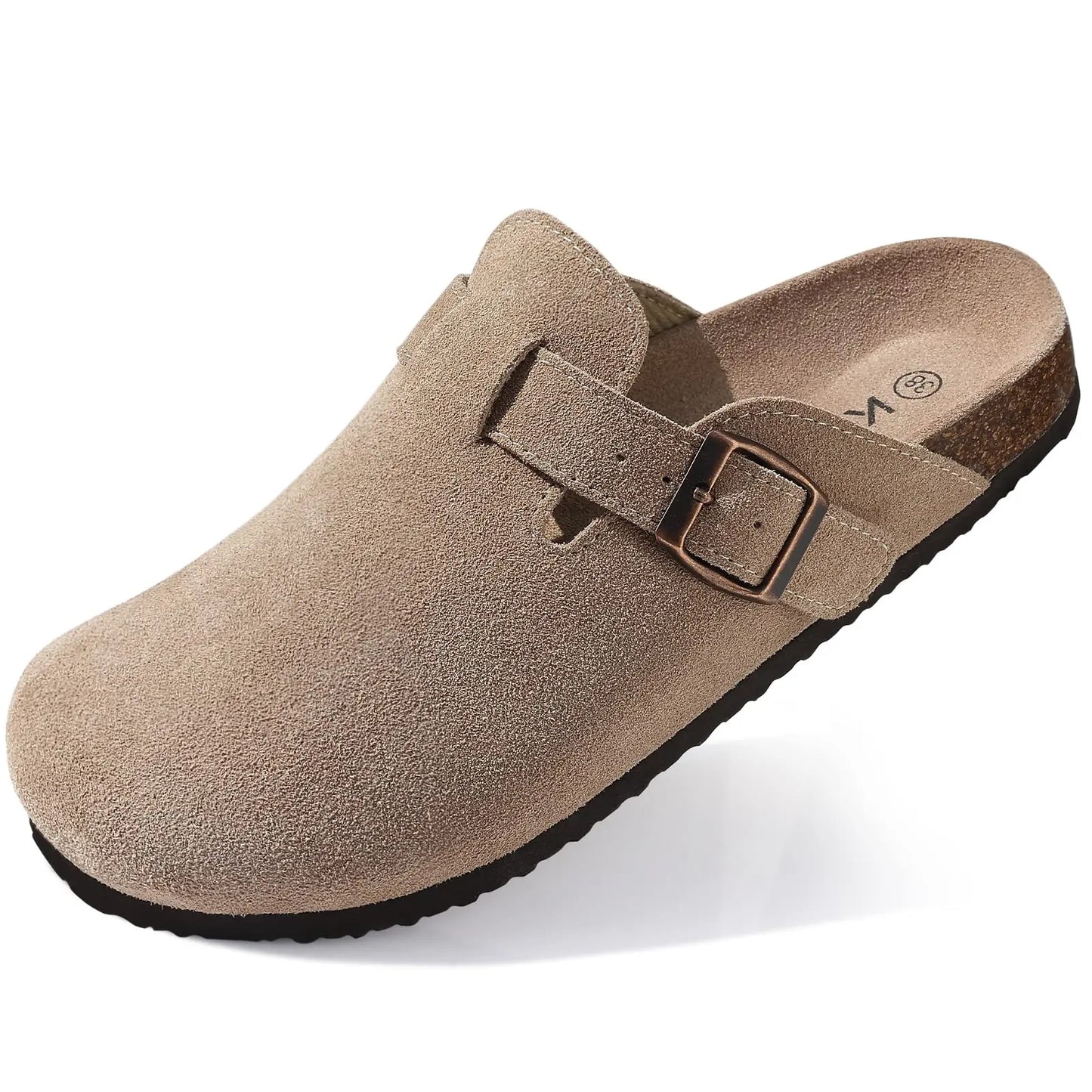 Unisex Suede Clogs with Cork Footbed & Arch Support