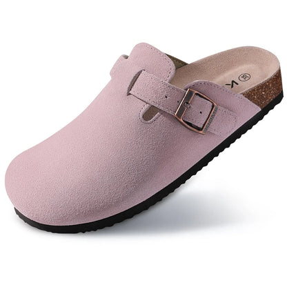 Unisex Suede Clogs with Cork Footbed & Arch Support