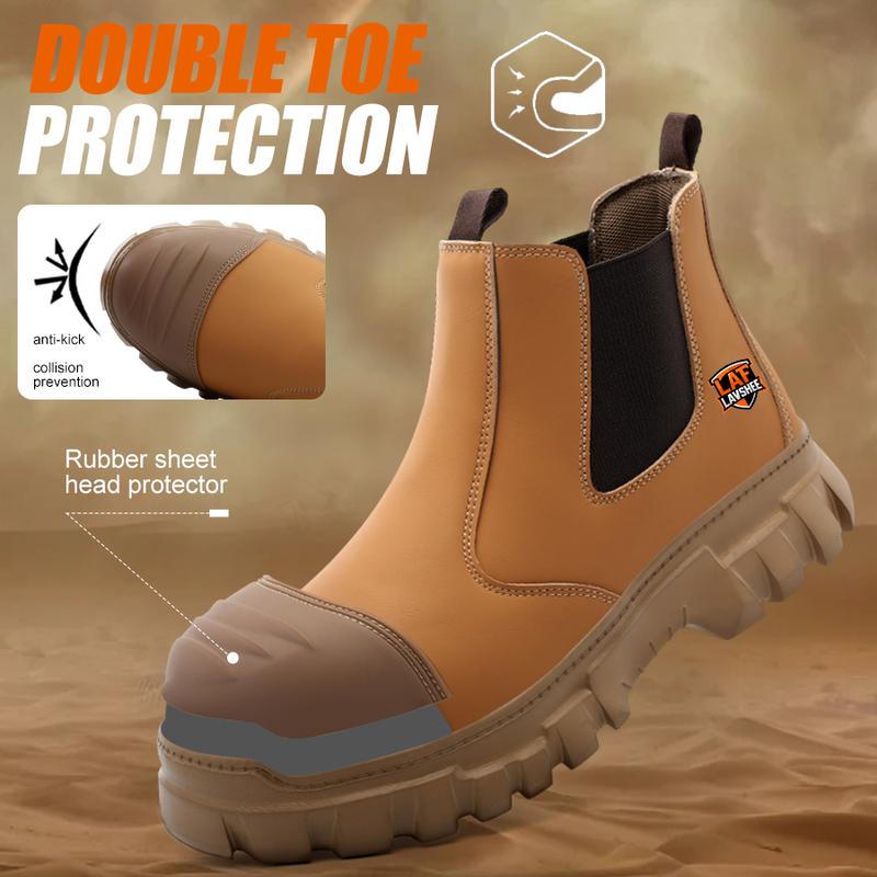 Men's Steel Toe Chelsea Work Boots - Lightweight, Anti-Slip Safety Boots