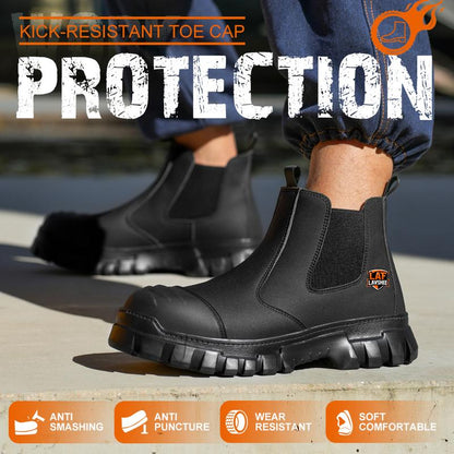 Men's Steel Toe Chelsea Work Boots - Lightweight, Anti-Slip Safety Boots